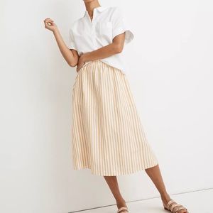 Madewell smocked waist midi skirt in stripe